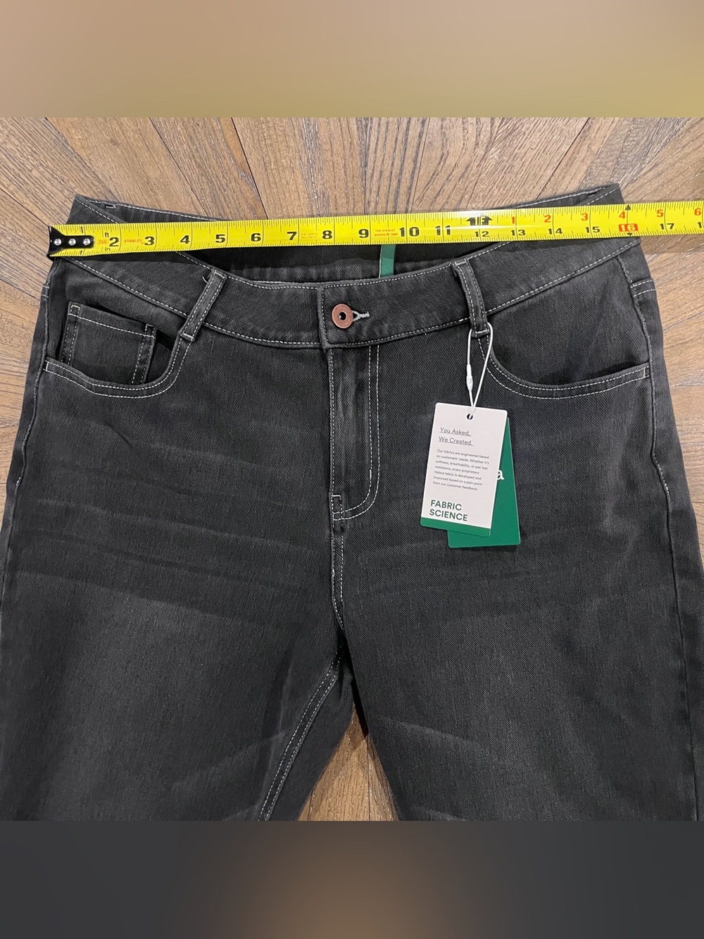 NWT Halara Flex Denim Mid Rise Gray Flare Jeans Zipper And Bottom Fly Sz Large - Picture 11 of 12